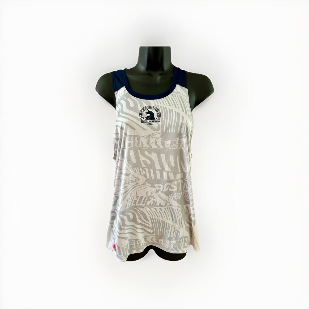 Adidas Women's 2020 Boston Marathon Running Tank Top Size Small White Gray NEW